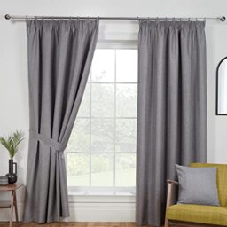 Sundour Eclipse Blackout Pencil Pleat Curtains Pewster Grey 46x90 Fully Lined Curtain Pair