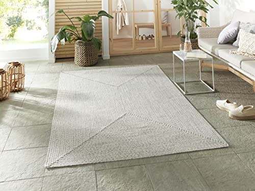 NORTHRUGS Trenzado Indoor & Outdoor Rug Weatherproof Easy Care Handmade Look for Indoor and Outdoor Use Woven Outdoor Rug Runner for Balcony, Patio, Living Room, Garden - Light Melange, 160 x 230 cm