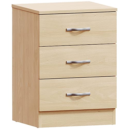 Vida Designs Large Pine Chest of Drawers, 3 Drawer With Metal Handles and Runners, Unique Anti-Bowing Drawer Support, Riano Bedroom Furniture