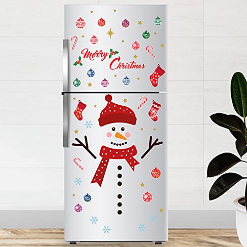 WALPLUS Christmas Wall Stickers – Merry Christmas with Cute Snowman – Removable Window Clings & Wall Decals for Living Room, Bedroom, DIY Holiday Decor & Gift Ideas