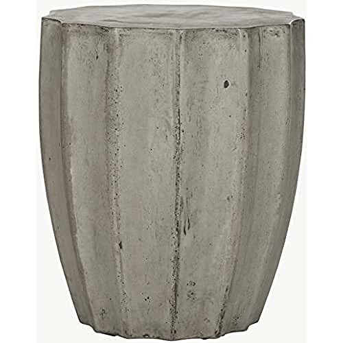 SAFAVIEH Modern Outdoor Cement Stool, in Ivory, 39 X 39 X 44.95