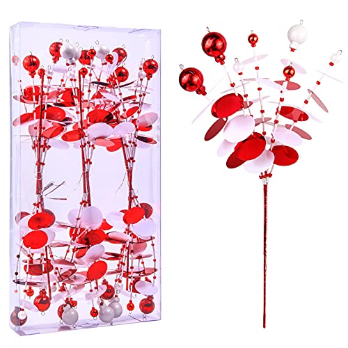 12”Christmas Decorations Sequin Bead Tube Electroplating Ball Pick,Christmas Tree Decorations for Home Vase Decoration