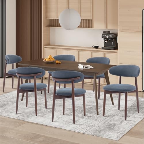 COLAMY Modern Dining Chairs Set with Wooden Legs – Upholstered Fabric Dining Room Chairs with Curved Backrest, Soft Cushion Seat, and Sturdy Rubberwood Frame for Kitchen, Living Room, or Café