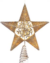 WeRChristmas Pre-lit Snowflake Sprinky Christmas Tree Top Star LED Lights, Gold, 31cm
