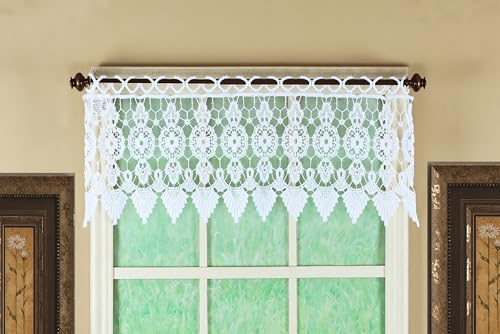 "Today's Curtain Medallion Macram?? Valance 12"",White,35W x 12L"