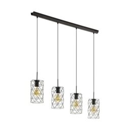 Eglo Pendant Light Estevau, 4-Light Vintage Hanging Lamp