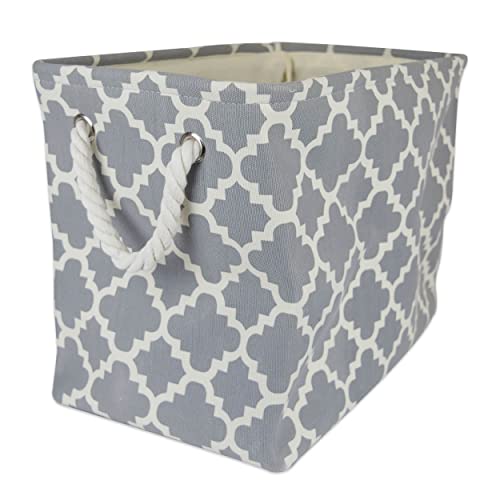 DII CAMZ36086 Collapsible Polyester Storage Basket or Bin with Durable Cotton Handles, Home Organizer Solution for Office, Bedroom, Closet, Toys, Laundry (Medium ??? 16x10x12), Gray Lattice