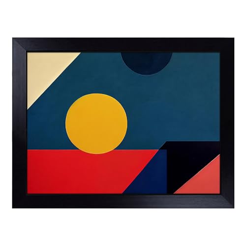 Lap Tray with Bean Bag Cushion, Bold Suprematism Art Abstract - Handmade in the UK, Raised Wooden Edge, Padded Cushion, Heat-Resistant Wipe-Clean Surface, for Meals, Laptops and Crafts