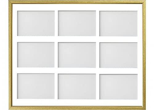 Frame Company Drayton Multi Aperture Photo Frame, Gold with Gold Inset, 20x16 for 6x4 inch (x9)