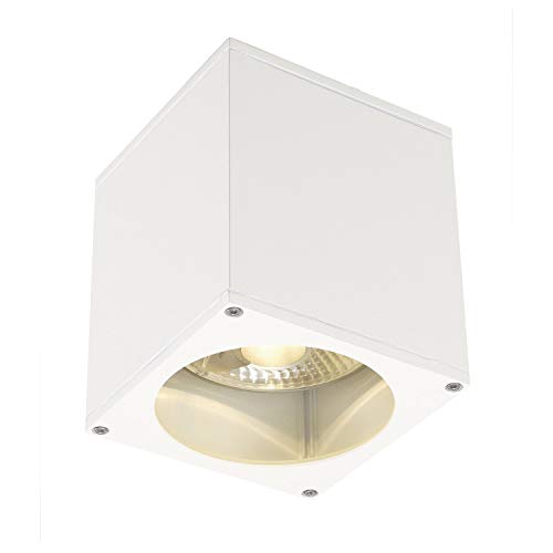 SLV Ceiling-Mounted Light Big Theo/Lighting for Walls, Paths, entrances, LED Spotlight Outdoor, Surface-Mounted Light Outdoor, Garden lamp, Ceiling Spotlight / GU10 IP44 75W White