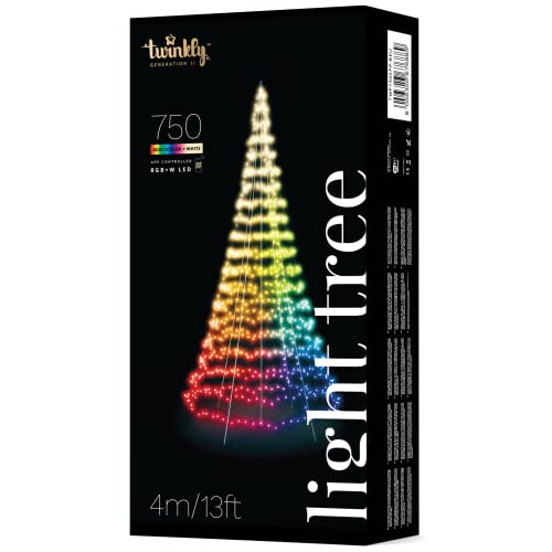 Twinkly Light Tree 3D 4m, Christmas Tree for Indoor and Outdoor, Prelit Tree 750 Mappable RGB+White LEDs, Compatible with Alexa and Google Home, IP44, App Controlled Holiday Decoration