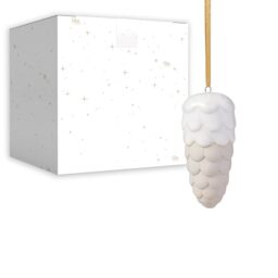 like. by Villeroy & Boch – Winter Glow fir cone ornament, Premium Porcelain Christmas decoration, tree decoration, 4 x 4 x 9 cm, White/Beige