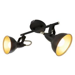 Briloner Leuchten Modern ceiling light, retro/vintage design, 2 rotatable spotlights, metall black-gold look, E14, IP20, max. 40 Watt, length: 30.4 cm, 2 Spot