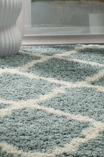 Safavieh Shaggy Indoor Woven Rectangle Area Rug, Dallas Shag Collection, SGD257, in Light Blue / Ivory, 122 X 183 cm for Living Room, Bedroom or Any Indoor Space