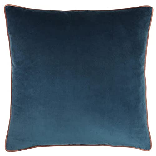 Paoletti Meridian Cushion Cover – Velvet Piped Luxury Decor (Petrol/Blush - 55 x 55 cm)