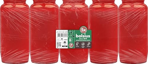 Bolsius Grave Light - Composition Light - Red - Pack of 5 - Long Burning Time 85 Hours - Funeral Candle & Memorial Candles - Clean Burning - Without Palm Oil