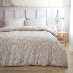 Bianca Ditsy Floral 200 Thread Count Cotton Reversible Double Duvet Cover Set with Pillowcase Lilac