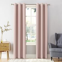 "Sun Zero Easton Energy Saving Blackout Grommet Curtain Panel, 40"" x 54"", Blush Pink, 59088"