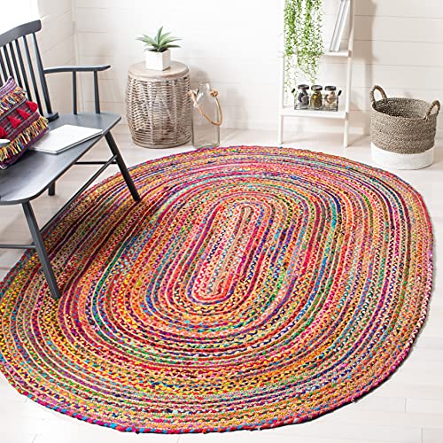 SAFAVIEH Boho Rug for Living Room, Dining Room, Bedroom - Cape Cod Collection, Short Pile, in Red and Multicolor, 122 X 183 cm