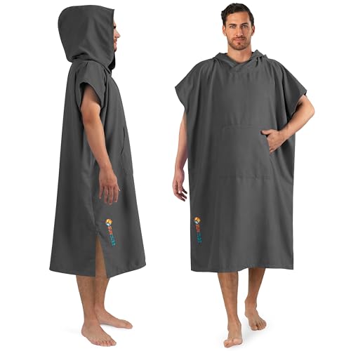 SUN CUBE Surf Poncho Changing Robe with Hood, Quick Dry Microfiber Wetsuit Changing Towel with Pocket for Surfing Men Women