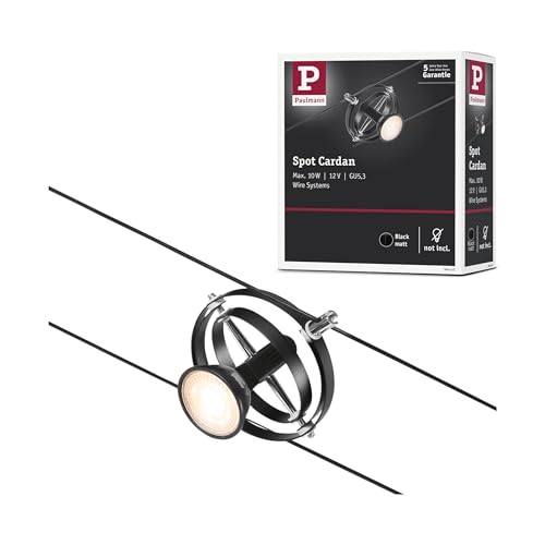 Paulmann 94441 CorDuo Cable System – Spot Lighting Cardan DC, Max 10 Watt Extendable Cable Lamp Matt Black Plastic GU5.3 Wire Cable System Without Bulbs