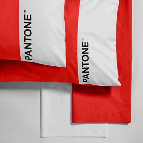 SWEET HOME Pantone™ Double Bed Sheet 240 x 280 cm, Pillowcases 50 x 80 cm, Fitted Sheet 180 x 200 cm, 100% Cotton Percale 200 Thread Count 50 cm, Pink Yes/White