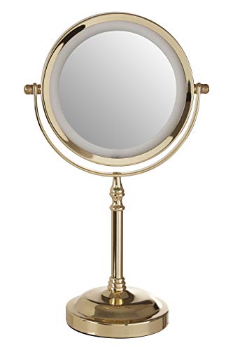 Premier Housewares Free Standing Bathroom, Makeup, Shaving Mirror - Gold