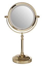 Premier Housewares Free Standing Bathroom, Makeup, Shaving Mirror - Gold