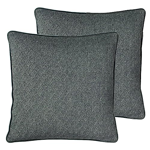 Paoletti Blenheim Geometric Feather Filled Cushion - Twin Pack, Grey, 45 x 45cm