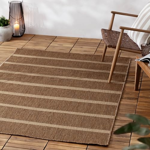 Yard Tala Stripe Jute Effect Indoor/Outdoor Rug - Natural - 140x170cm