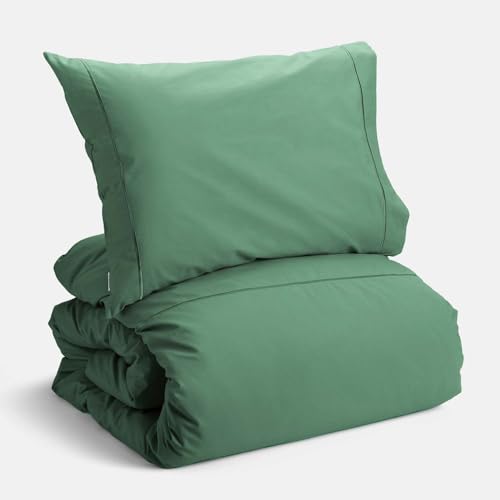 Bianca Plain Dyed Percale Jade Complete Bedding Set 210 x 280 cm + Pillowcase 50 x 80 cm + Fitted Sheet 120 x 200 cm