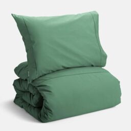 Bianca Plain Dyed Percale Jade Complete Bedding Set 210 x 280 cm + Pillowcase 50 x 80 cm + Fitted Sheet 120 x 200 cm
