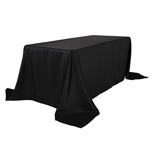 Ascoza 12pack 90x132 Inch Black Rectangular Tablecloth 8 Feet Table Cloth in Polyester Fabric for Wedding/Banquet/Restaurant/Parties