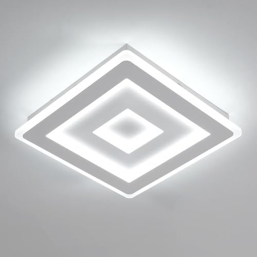 Comely LED Ceiling Lights Square, 36w 3960LM Modern Ceiling Lamp 28cm Square White LED Ceiling Lighting for Bedroom, Living Room, Hallway, Cold White Light 6500K