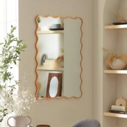 Julian Bowen Stevie Wall Mirror, Wavy Edge, Gold - H93 x W61.5cm - Art Deco Mirror with Wave Frame for Bedroom & Home Office, No Assembly Required