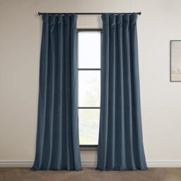 "HPD Half Price Drapes Heritage Plush Velvet 96 Inches Long Darkening Curtains for Bedroom & Living Room 50W x 96L, (1 Panel), London Blue, 50"" W x 96"" L (Pack of 1)"