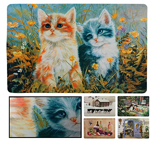 LucaHome – Acrylic Mat with Non-Slip Base, Doormat 51 x 75 Kittens with Very Realistic Print, Doormat for Home Interior and Decoration