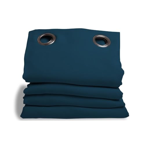 Moondream DecibelControl™ 3-in-1 Noise Cancelling Curtain - Noise Insulation - Thermal Winter + Summer - 100% Blackout - Patented Technology - Made in EU - Eyelets - Blue MC56 - 135L x 250H cm