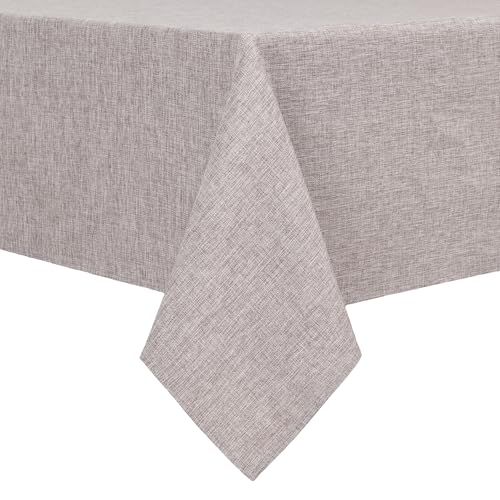 Hiasan Faux Linen Rectangle Tablecloth - Wrinkle and Stain Resistant Washable Table Cloth for Kitchen Dining Room Holiday Table Cover for Party Dinner, Stone, 60 x 120 Inch