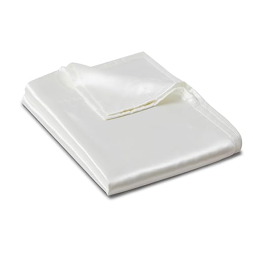 Ersmak Satin Flat Sheet Only, Single Flat Sheet King, Luxury & Ultra Soft Silky Bedding Top Sheet for King Mattress - Ivory White