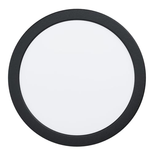 Eglo Recessed LED Ceiling spot Fueva 6, Round Spotlight, Ceiling lamp Made of Plastic in Black and White, Warm White-Cold White, ∅ 21.6 cm