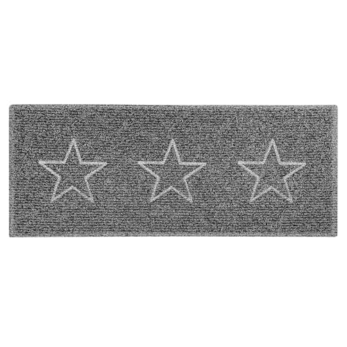 Nicoman STAR Embossed Shape Door Mat-Trapper Jet-Washable Doormat-(Use Indoor or Sheltered Outdoor), Runner (150x60cm), Black with Grey