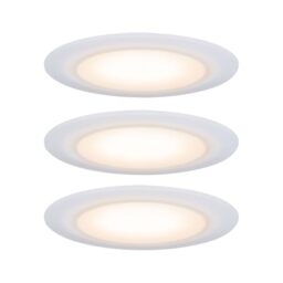 Paulmann 99942 Premium Suon LED recessed luminaire Set of 3 Round incl. 3x6.5W IP44 dim recessed Spotlight Satin, White Cabinet Light Plastic 2000K