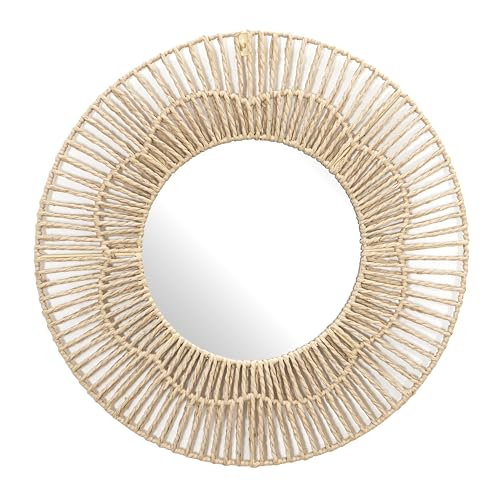 HOME DECO FACTORY, HD0449 50 cm Round Mirror Elegant Wall Decoration Durable Finish Versatile for Living Room, Bathroom or Entryway, Magnifying Effect, Brown