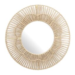 HOME DECO FACTORY, HD0449 50 cm Round Mirror Elegant Wall Decoration Durable Finish Versatile for Living Room, Bathroom or Entryway, Magnifying Effect, Brown