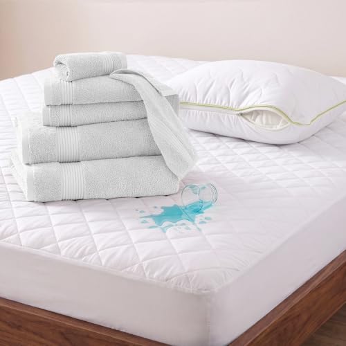 BERIBO Serenity Towel Set with Pillow & Mattress Protector (Super King, White)