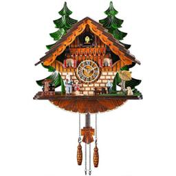 Kintrot Cuckoo Clock Traditional Chalet Black Forest House Clock Handcrafted Wooden Wall Pendulum Quartz Clock