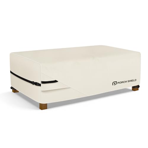 Porch Shield Patio Coffee Table Cover - Waterproof Outdoor Furniture Rectangular Small Table Covers 48 x 26 inch, Beige