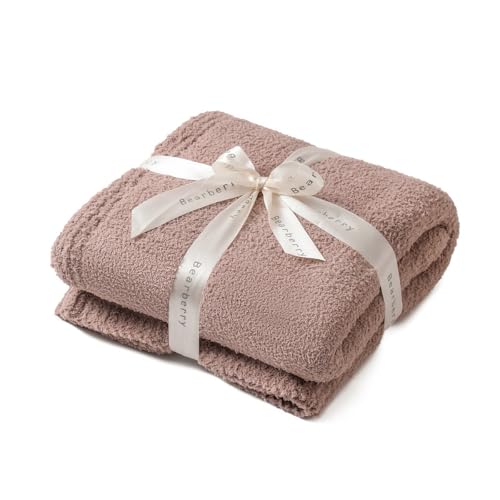 bearberry Super Soft Fluffy Throw Blanket Lightweight Cozy Warm Throw Blankets for Couch Bed Sofa All Season (Khaki, 50”x60”)