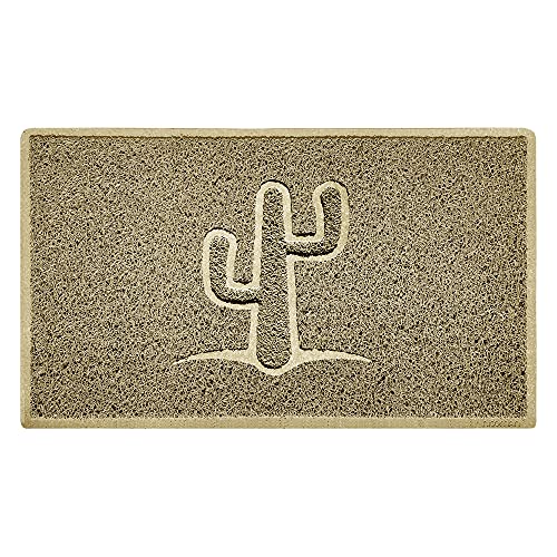 Nicoman Cactus Embossed Shape Door Mat Dirt-Trapper Washable Barrier Doormat-(Use Indoor or Sheltered Outdoor)-(75x44cm/29.5x17.3inches,Medium) Beige